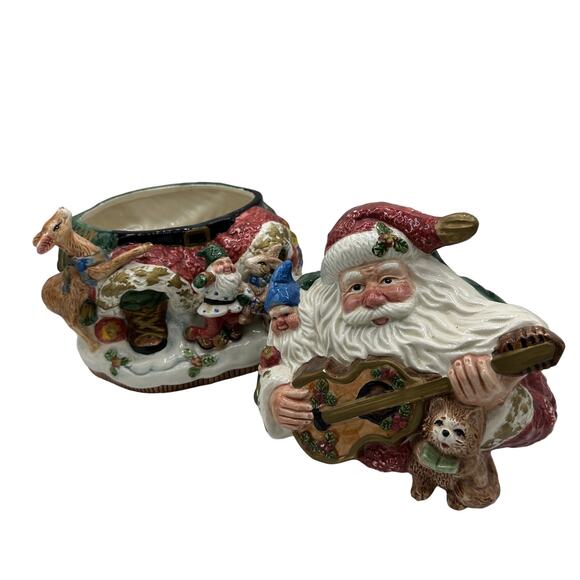 Vintage 1996 Fitz & Floyd Forest Festival Santa Claus Cookie Jar 10" Omnibus - Picture 6 of 10
